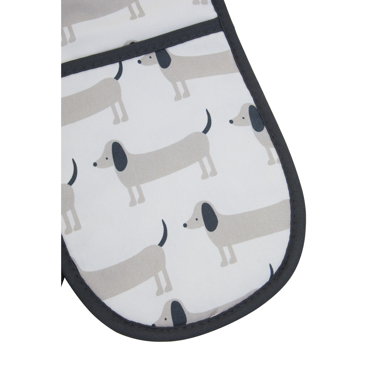 Cotton Double Oven Glove in Sausage Dog Print black, SO'HOME