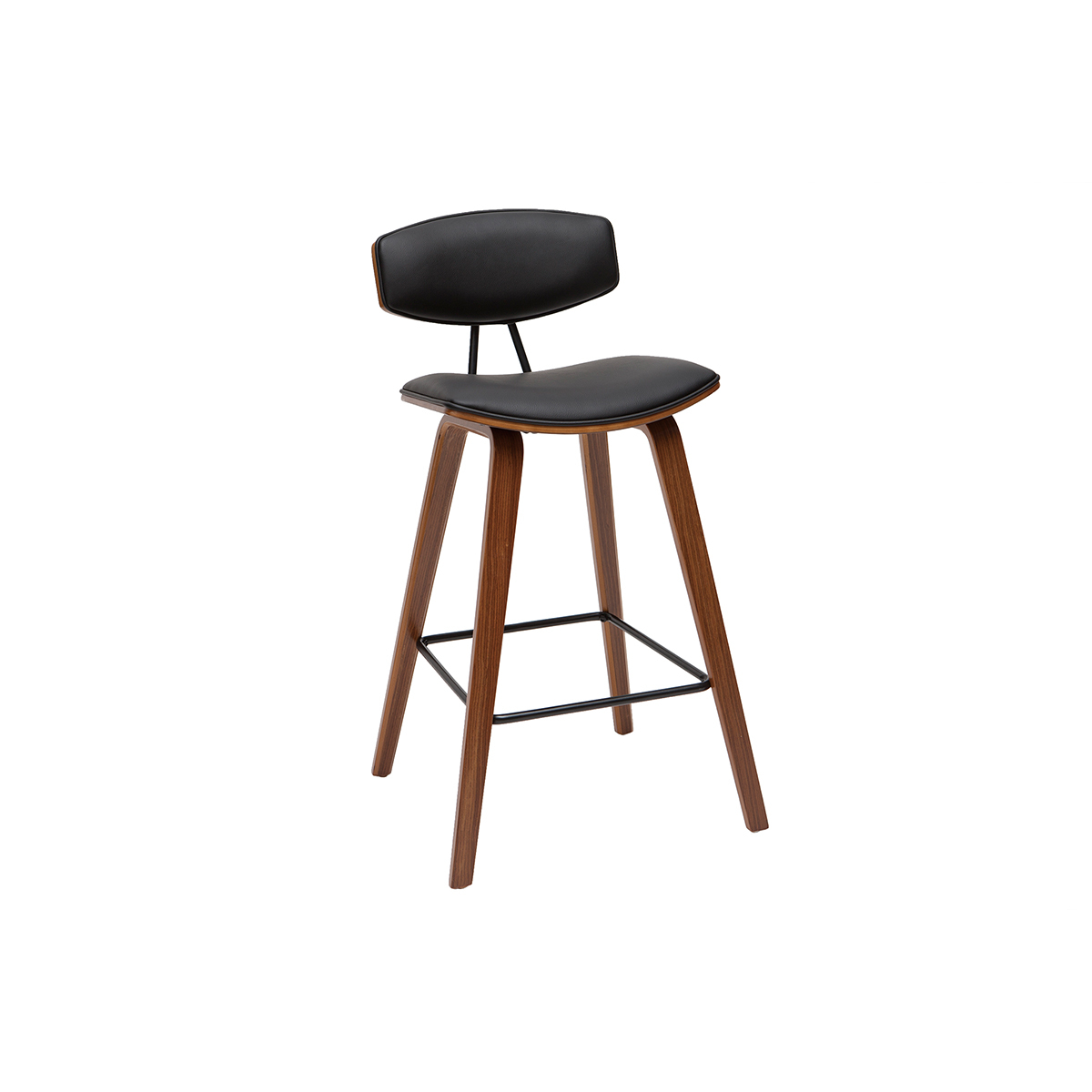 Tabourets de bar design marron et bois clair H69 cm (lot de 2) VASCO noyer / noir, MILIBOO