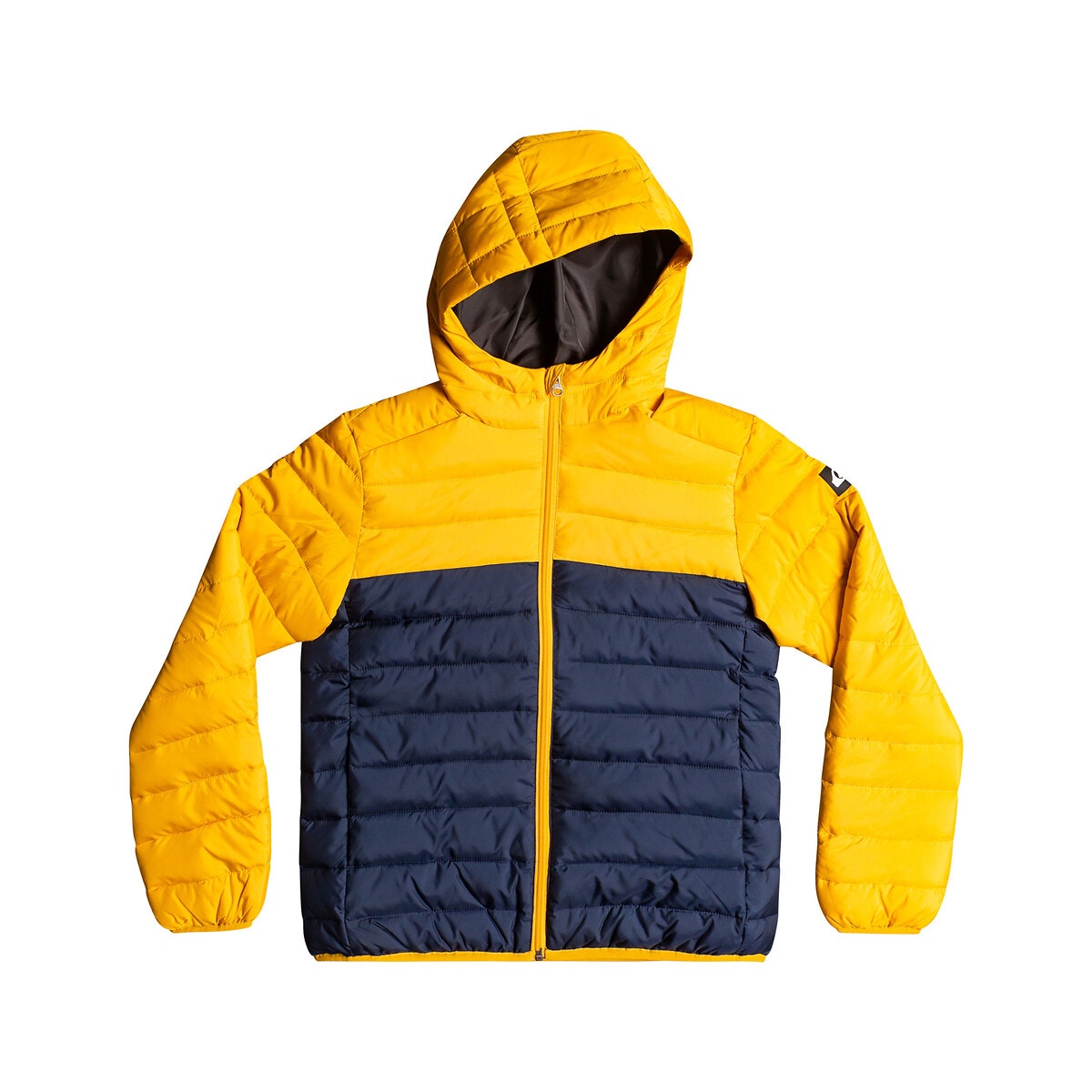 Doudoune à capuche matelassée jaune + bleu marine, QUIKSILVER