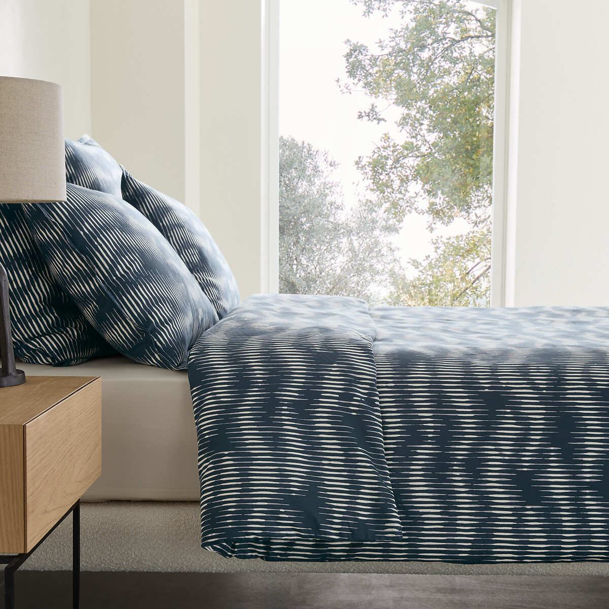 Housse de couette en satin de coton lavé, VITTORE bleu nuit, AM.PM