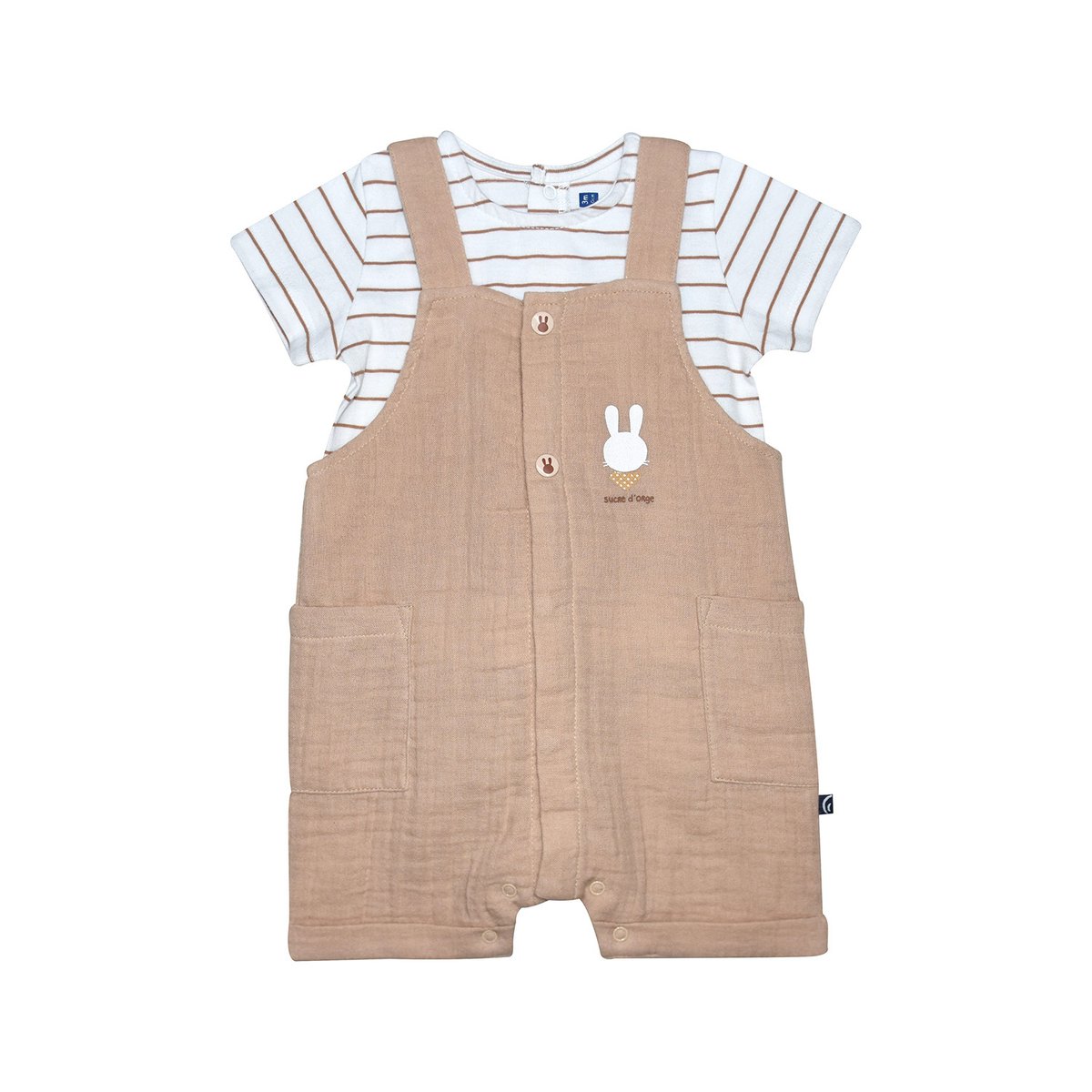 Tshirt salopette robbie court bebe beige, SUCRE D'ORGE