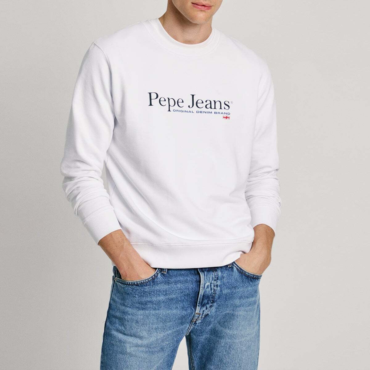 Sweat-Shirt À Col Rond Avec Logo blanc, PEPE JEANS