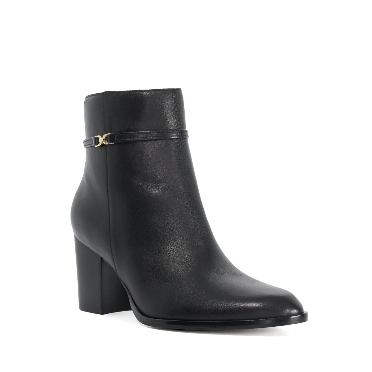 Bottines Chelsea en cuir à talons et semelles crantées - PUG black-leather, DUNE LONDON
