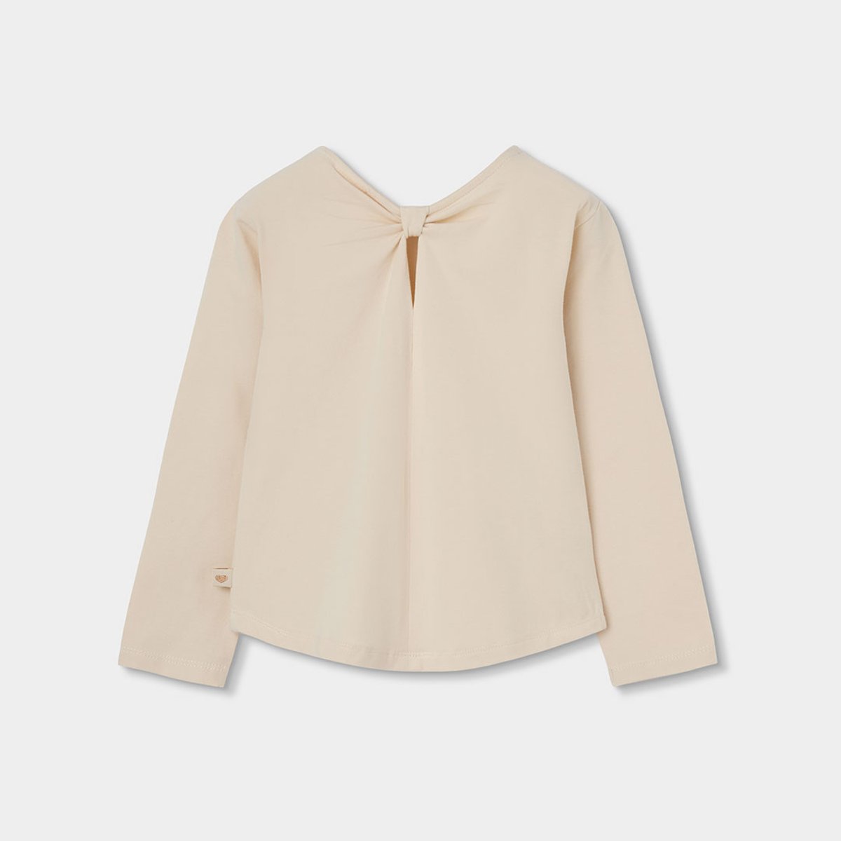 T-shirt fille en maille avec fleurs appliquées beige, BOBOLI