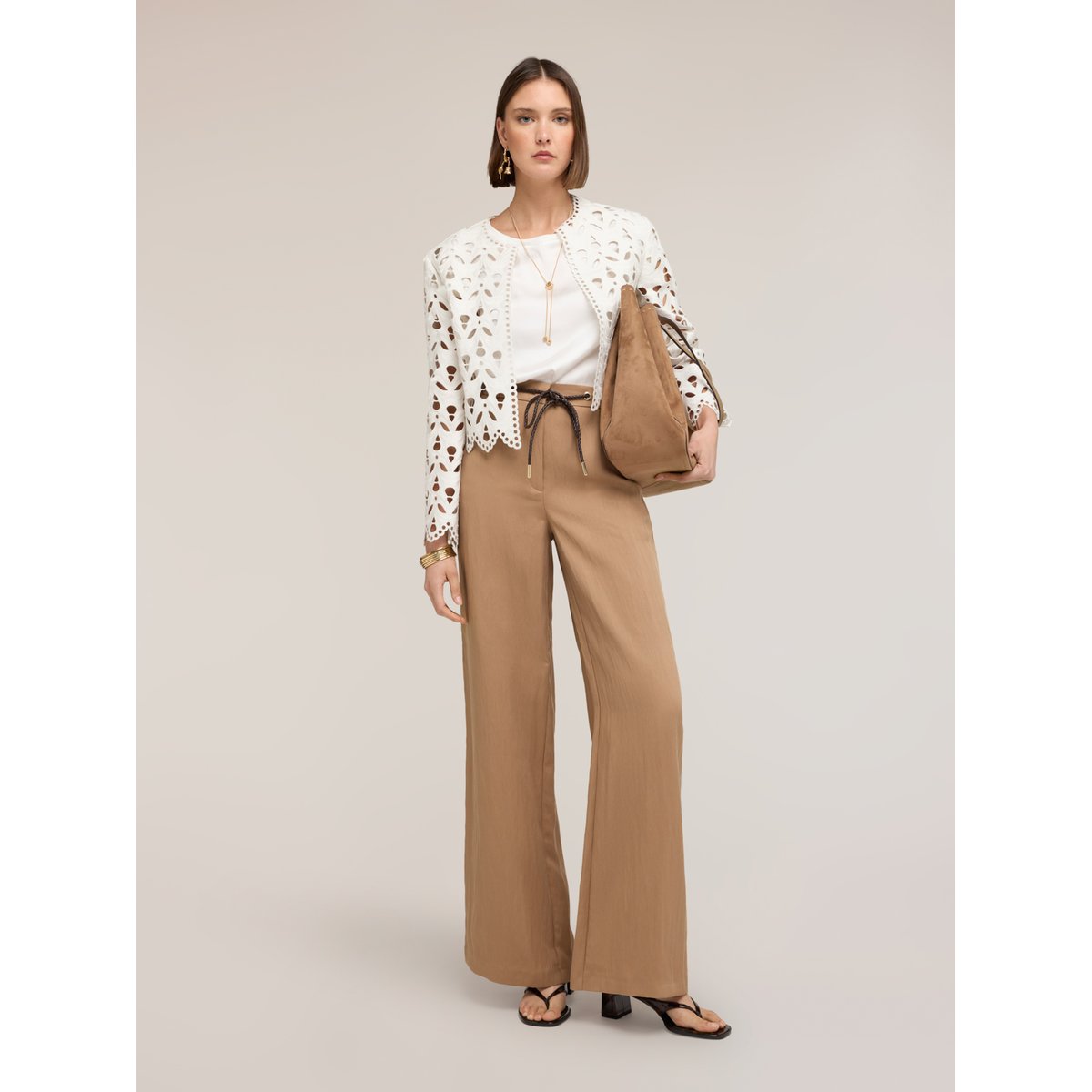 Pantalon palazzo beige, MOTIVI