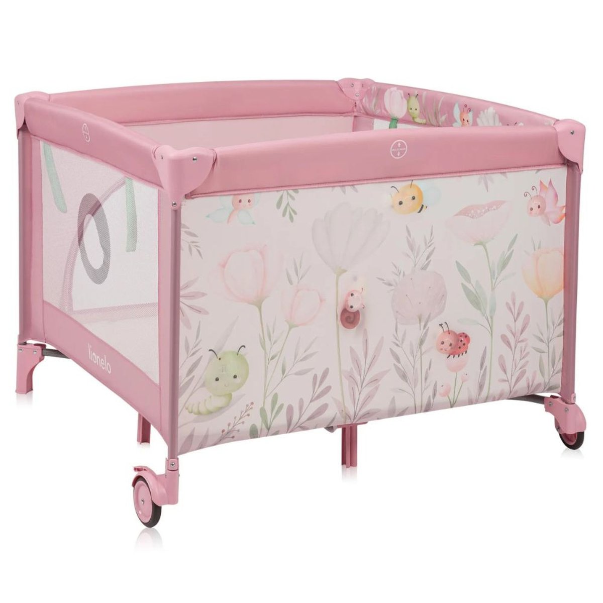 Parc bébé Mille Plus 100x100 cm pliable avec matelas rose, LIONELO