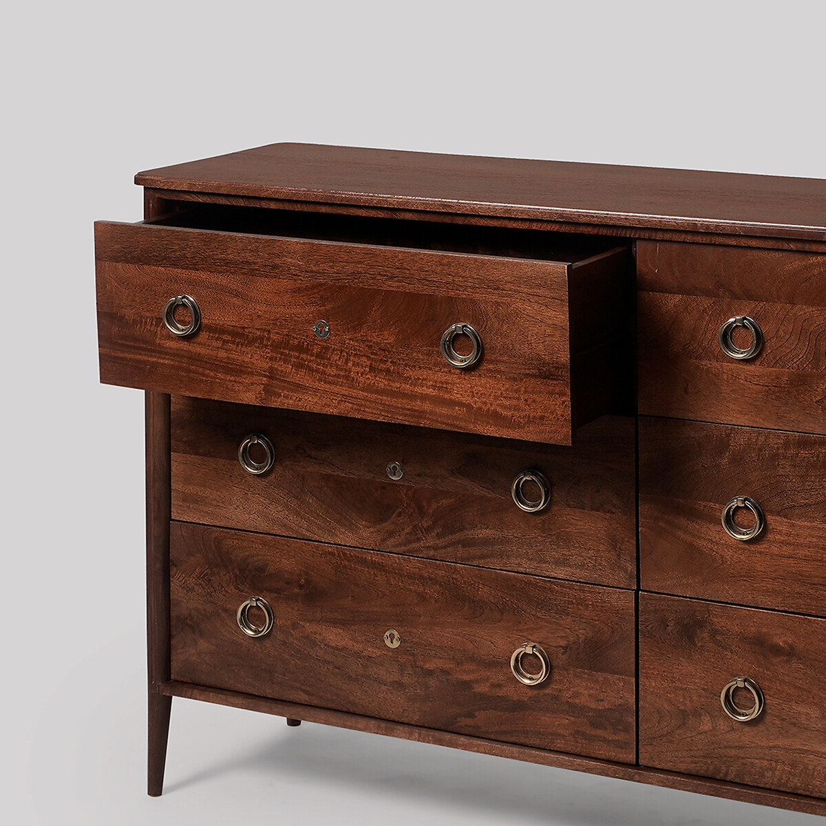 Reyna Mango Wood 6 Drawer Chest Of Drawers dark brown, SWOON