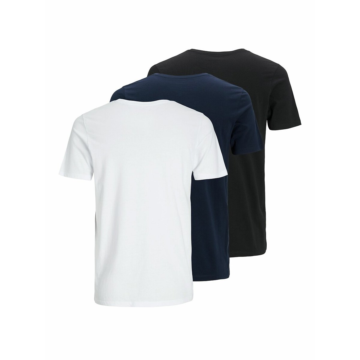 Lot de 3 t-shirts, manches courtes blanc + marine + noir, JACK & JONES