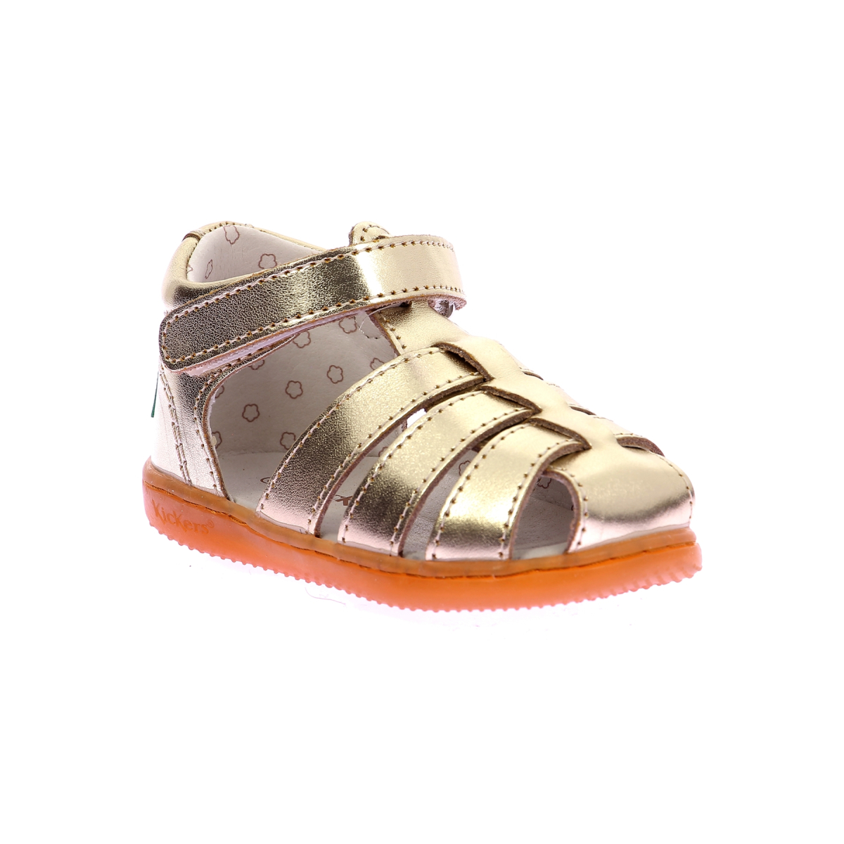 Sandales fermées en cuir Kick Flo doré, KICKERS