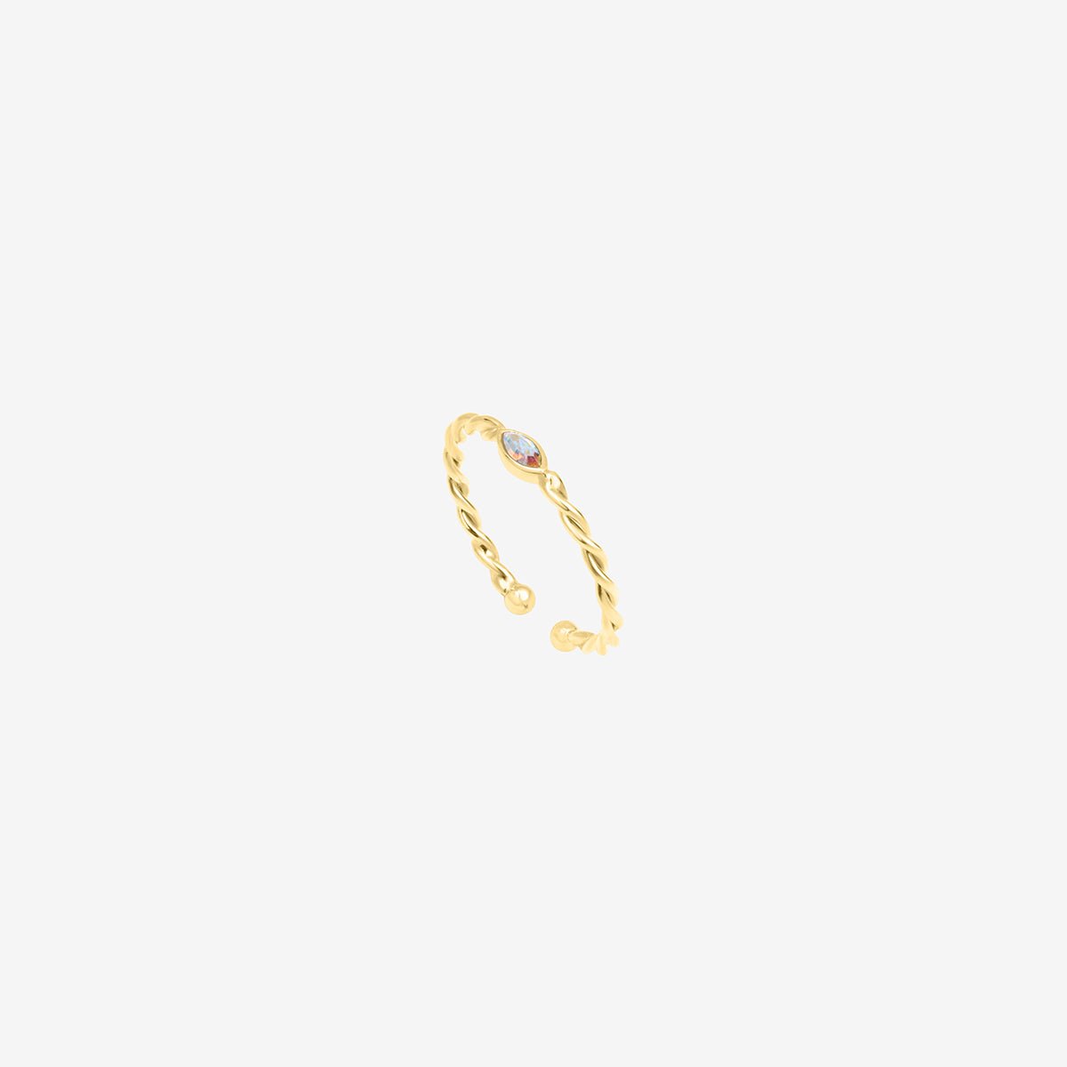 Bague plaqué or - twist blanc, CAROLINE NAJMAN