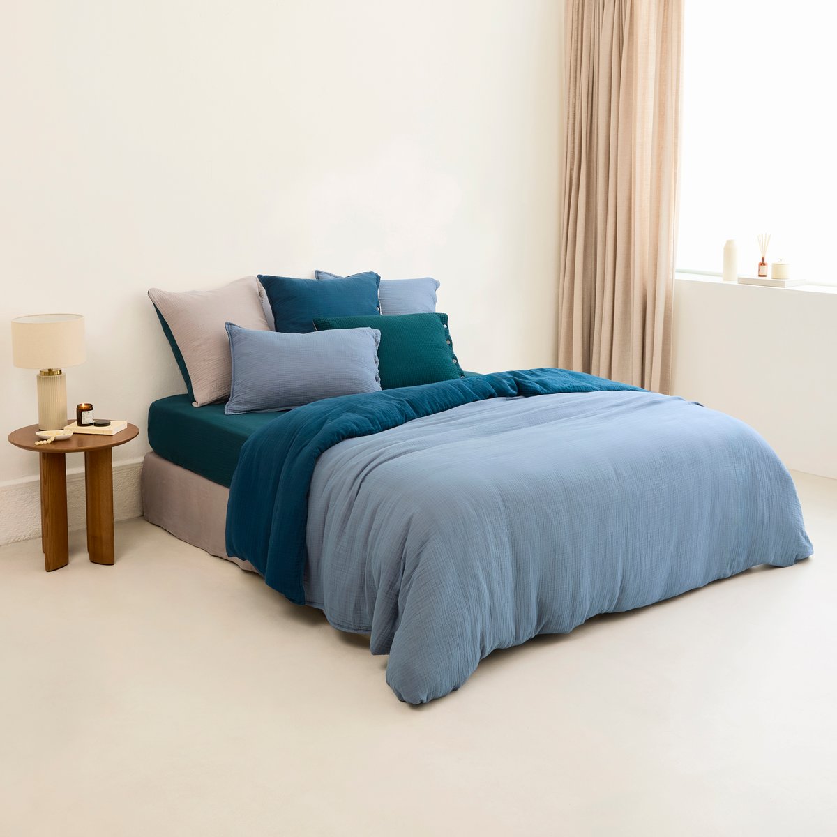 Housse de couette gaze de coton INFINI III imprimé, CARRE BLANC