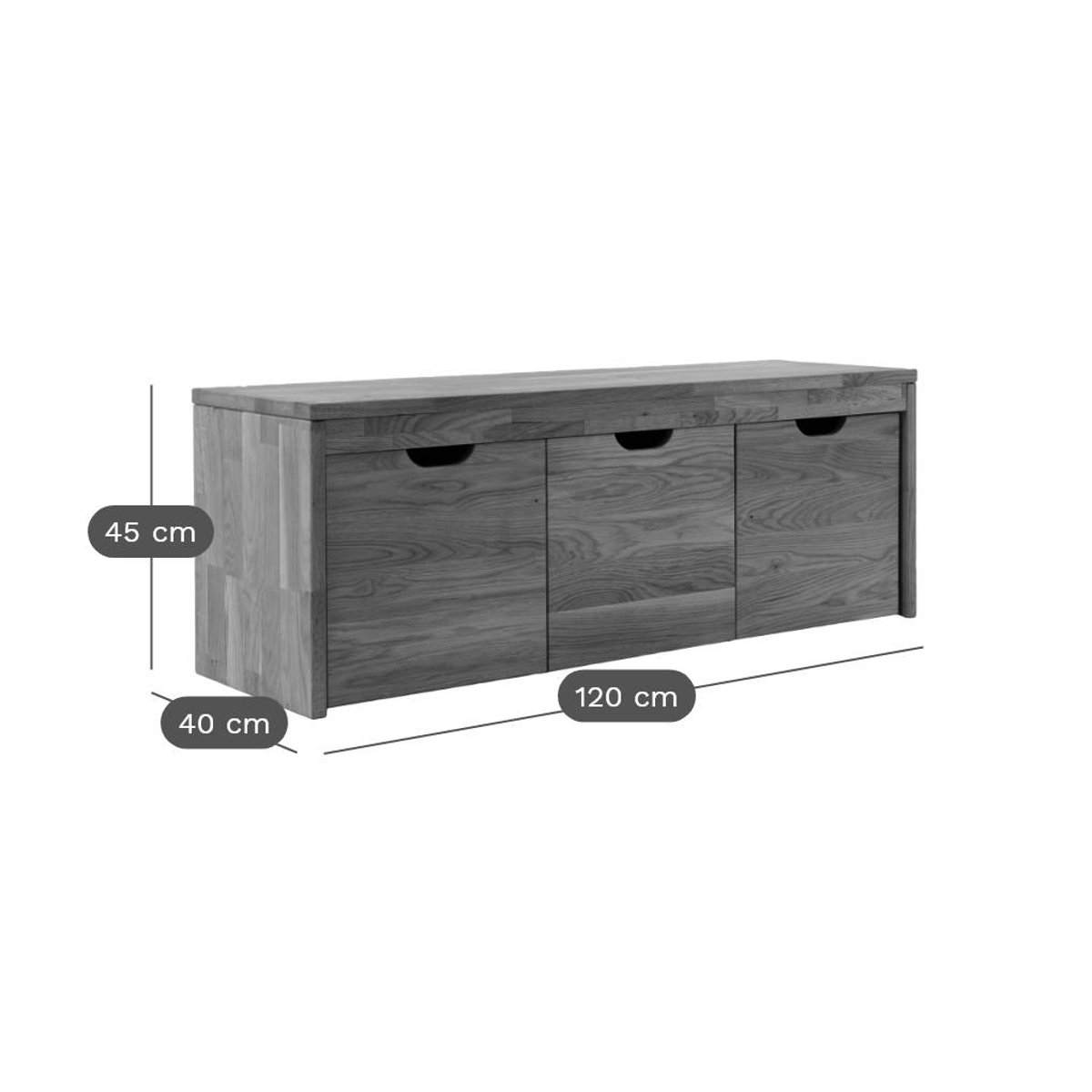 Banc bois massif 3 cubes de rangement - CYRIEL chêne massif, CAMIF