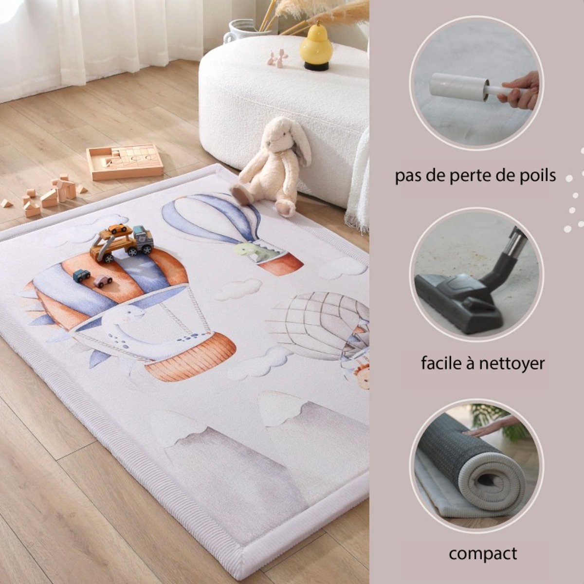 Tapis enfant à mémoire de forme CLOUD DINO multicolore, HAKUNA MATTE