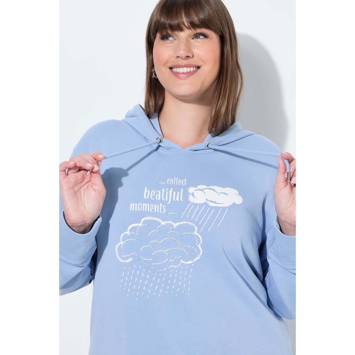 Sweat-shirt à capuche en coton bio bleu givre, ULLA POPKEN