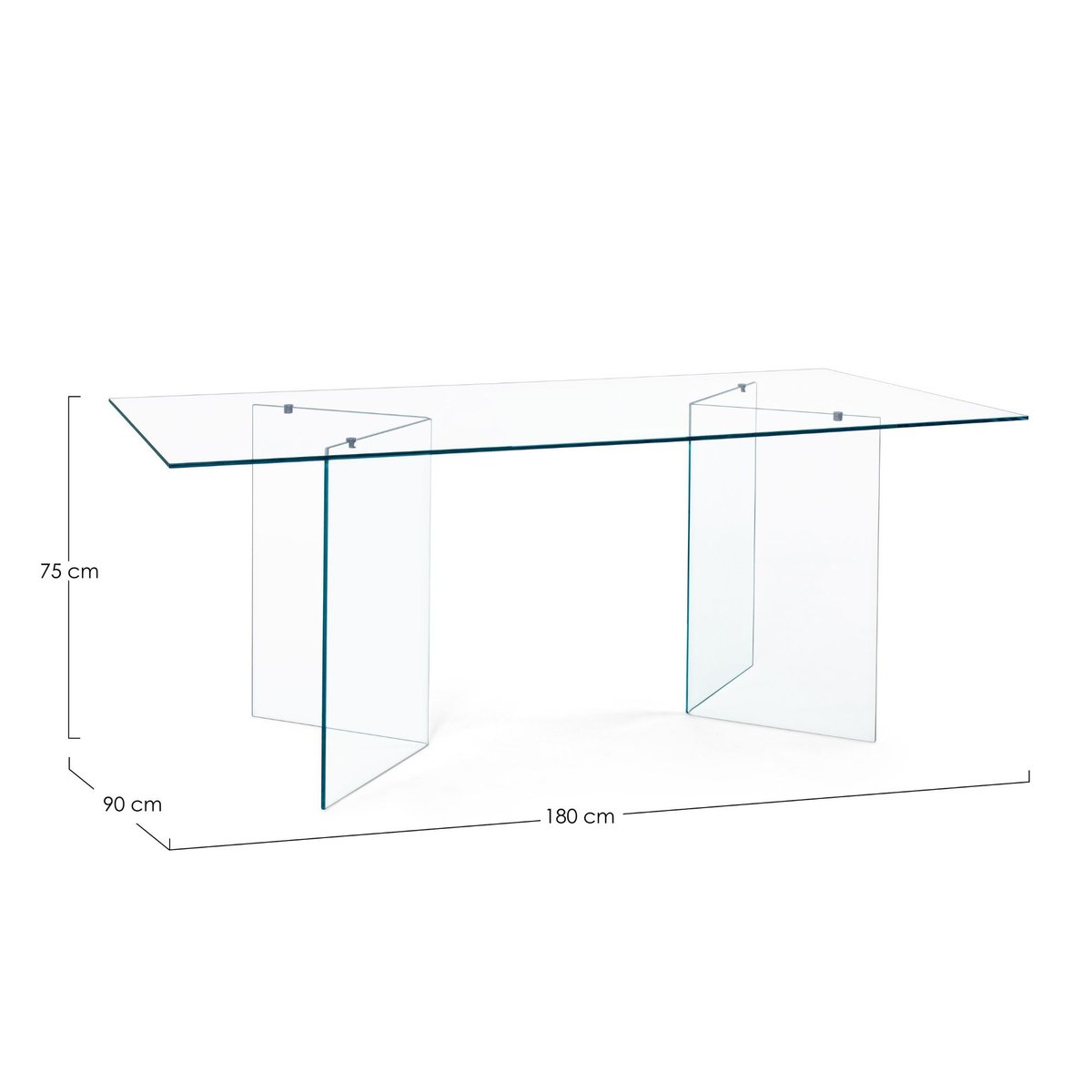 Table de salle à manger design rectangulaire en verre L180 - IDORA transparent, HELLIN, DEPUIS 1862