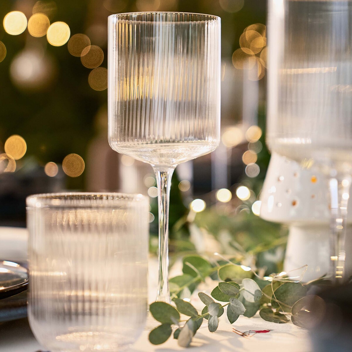 Lot de 6 verres à vin en verre strié, Stria transparent, LA REDOUTE INTERIEURS