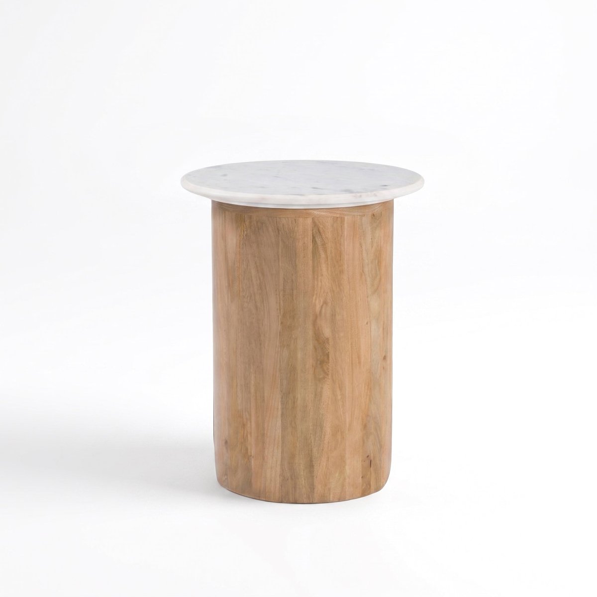 Table d'appoint en marbre et bois de manguier - LÉANA blanc, MAISON PAVANE