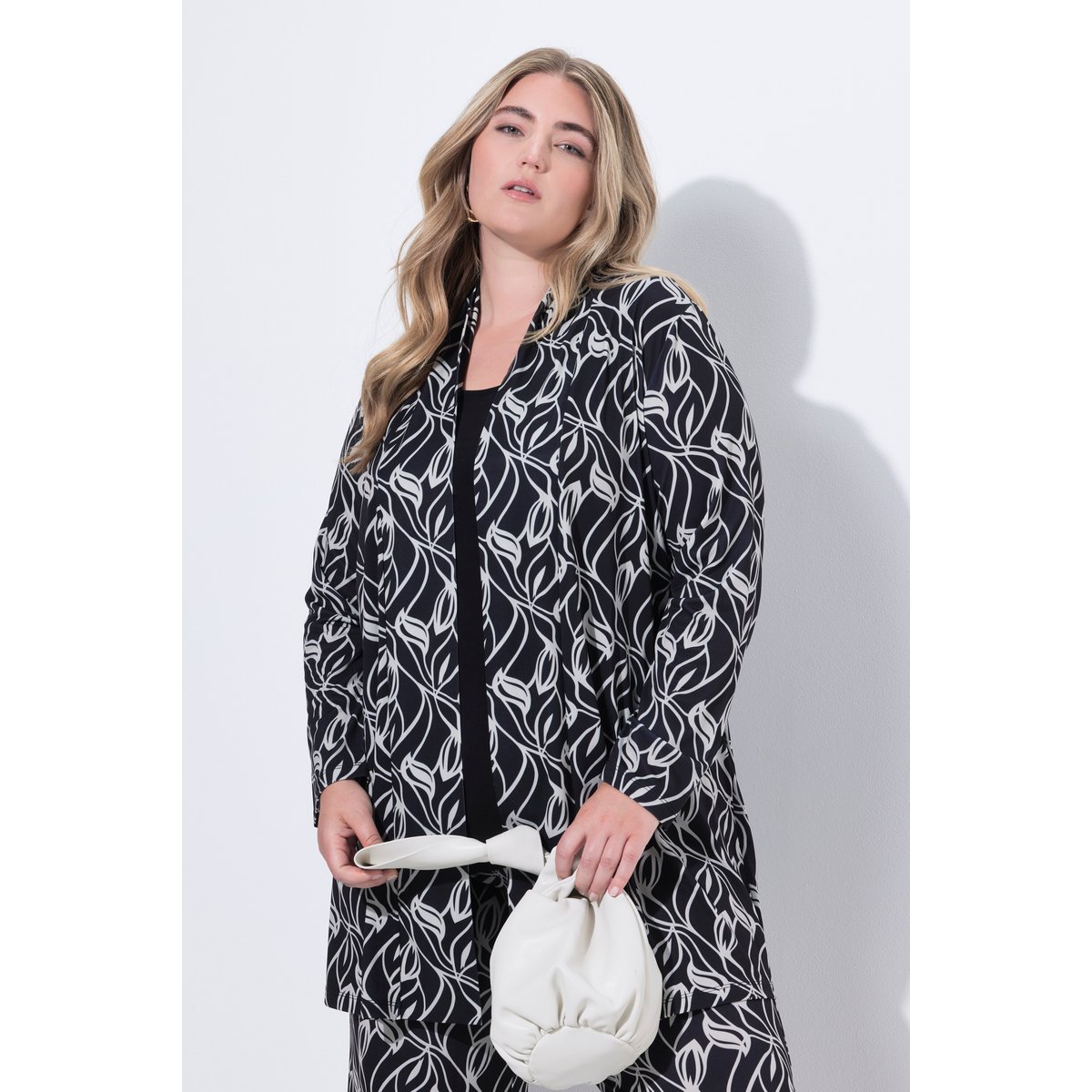 Veste en jersey à col châle, coupe évasée noir, ULLA POPKEN