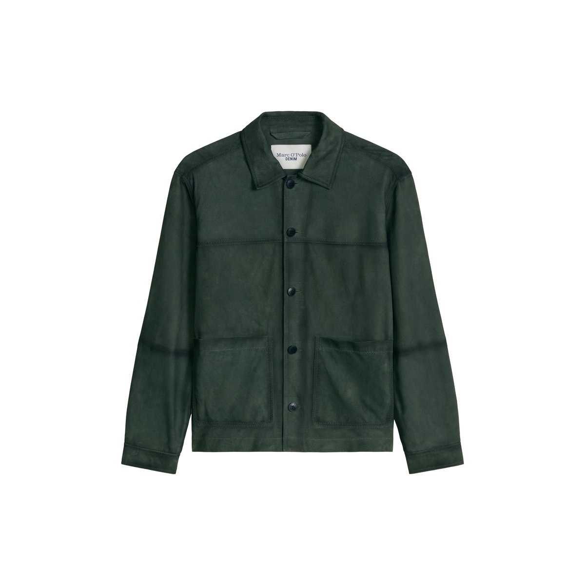 Veste en cuir régulière en cuir de chèvre souple vert foncé, MARC O’POLO DENIM