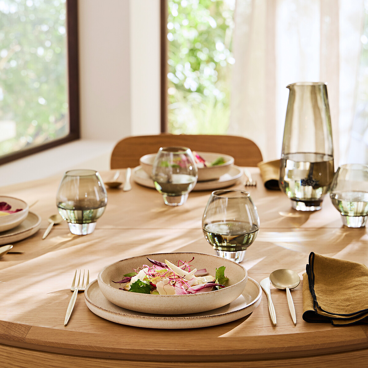 Lot de 4 assiettes plates en grès, Gandra beige, AM.PM