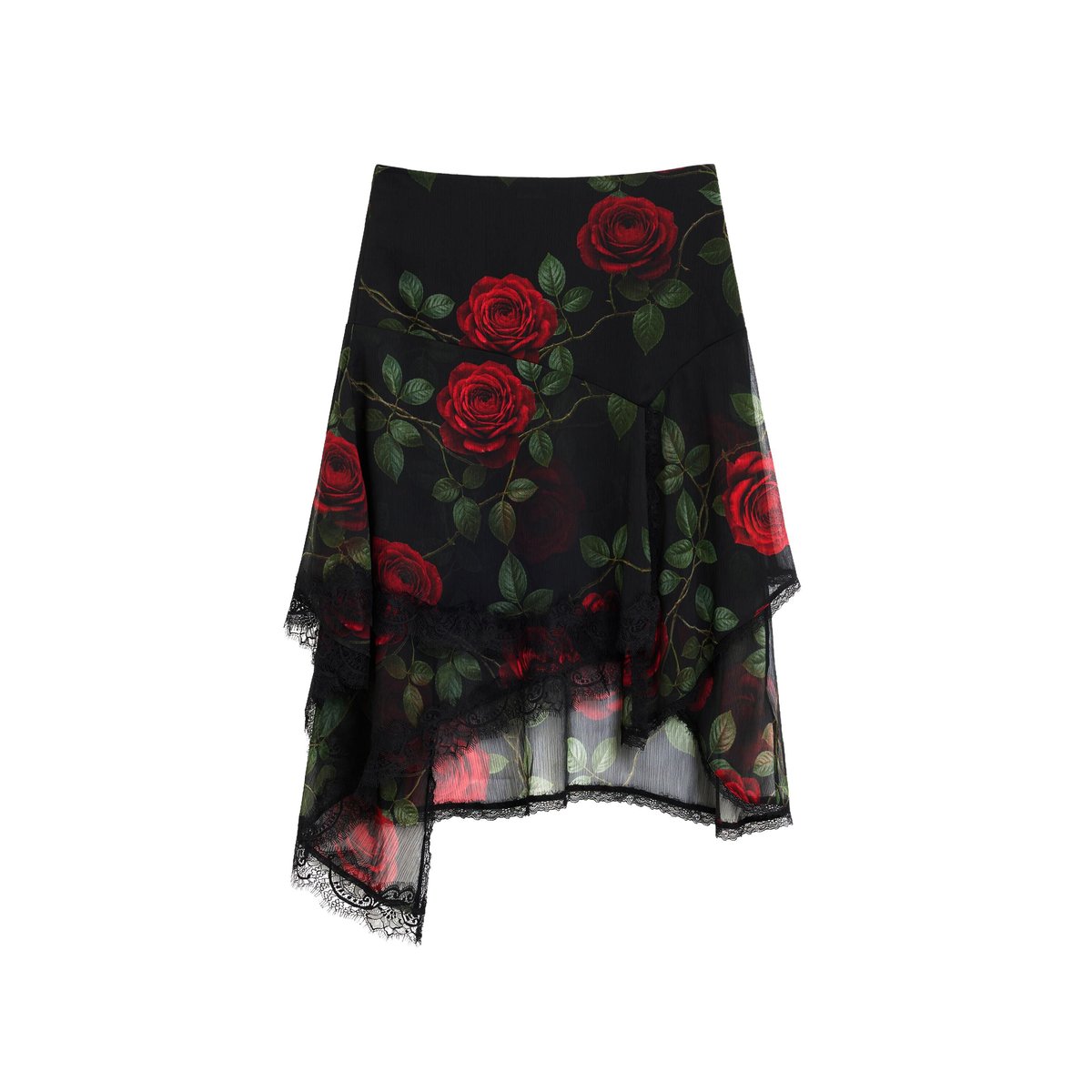 mini-jupe roses noir, DESIGUAL