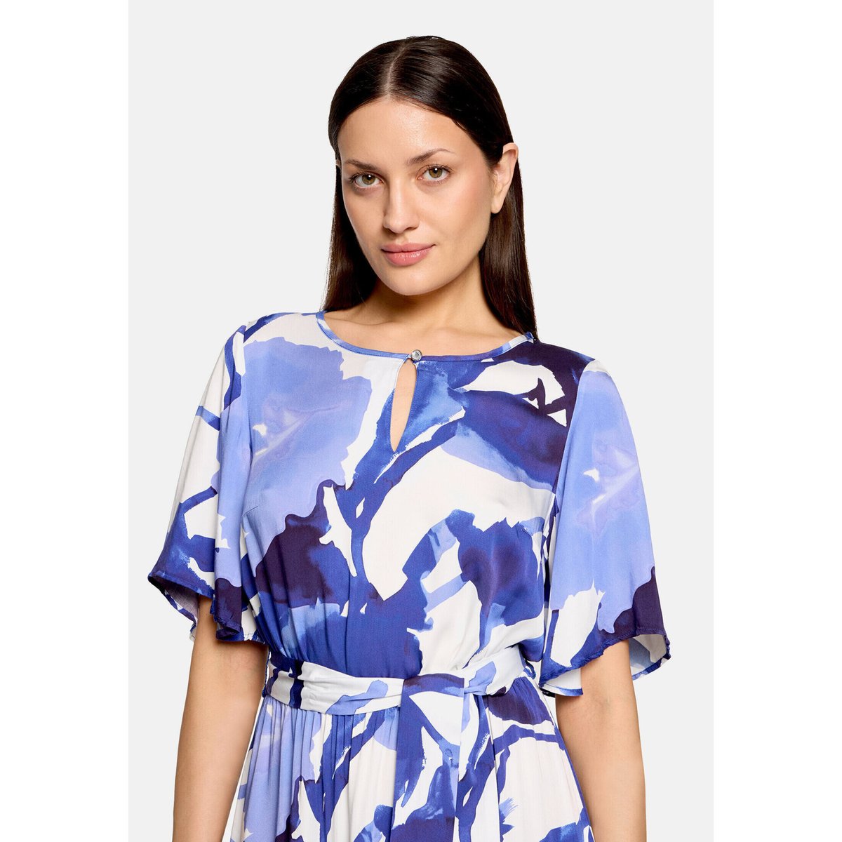 Robe d'été à encolure ronde blanc/bleu, BETTY BARCLAY