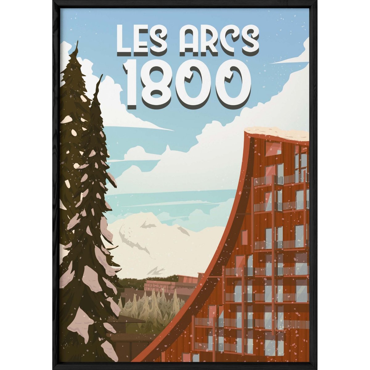 Affiche ville Les Arcs 1800 blanc, L'AFFICHERIE