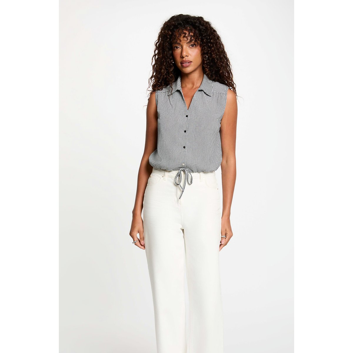 Chemise nouée sans manches noir, MORGAN