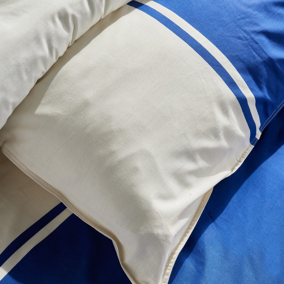 Parure de lit bicolore coton SUMMER bleu, TODAY