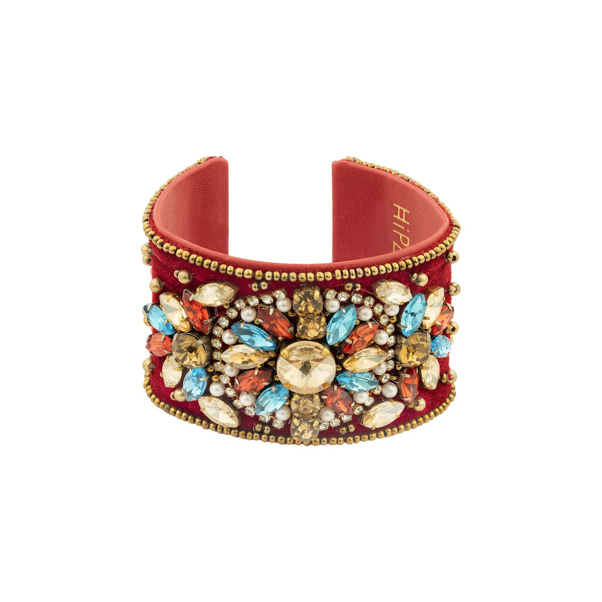 Bracelet manchette réglable de perles BERTO rouge, HIPANEMA