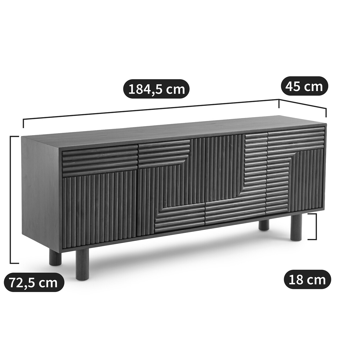 Sideboard Sevan mit 4 Türen, Kiefer massiv dunkles holz, LA REDOUTE INTERIEURS
