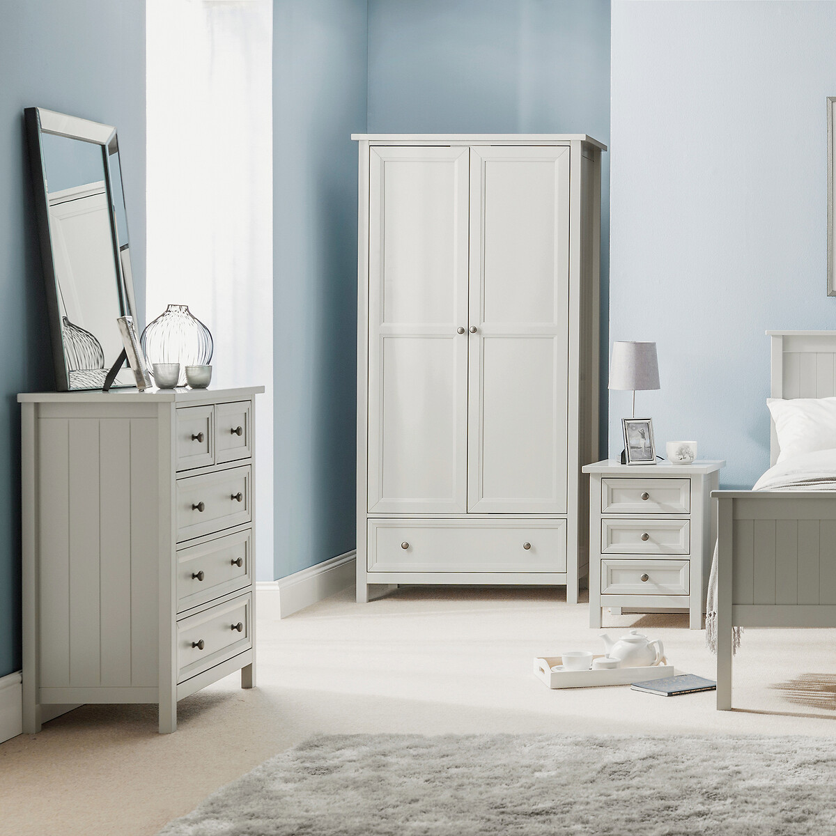 Portland Shaker Style Wide Chest of Drawers dove grey, SO'HOME