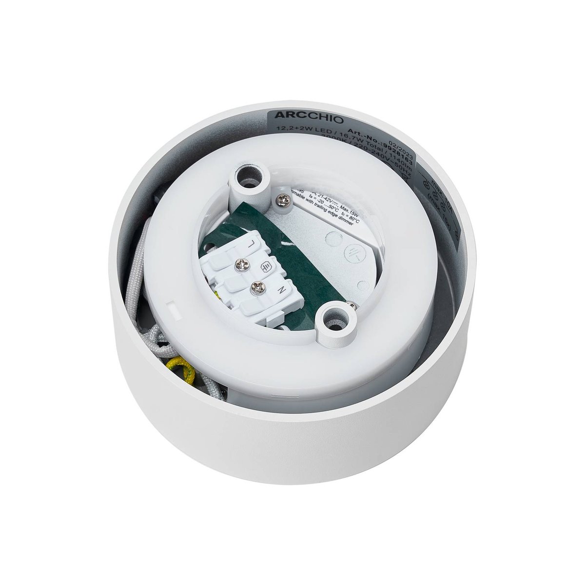Plafonnier en aluminium moderneLED, Rotari blanc (ral 9003), ARCCHIO