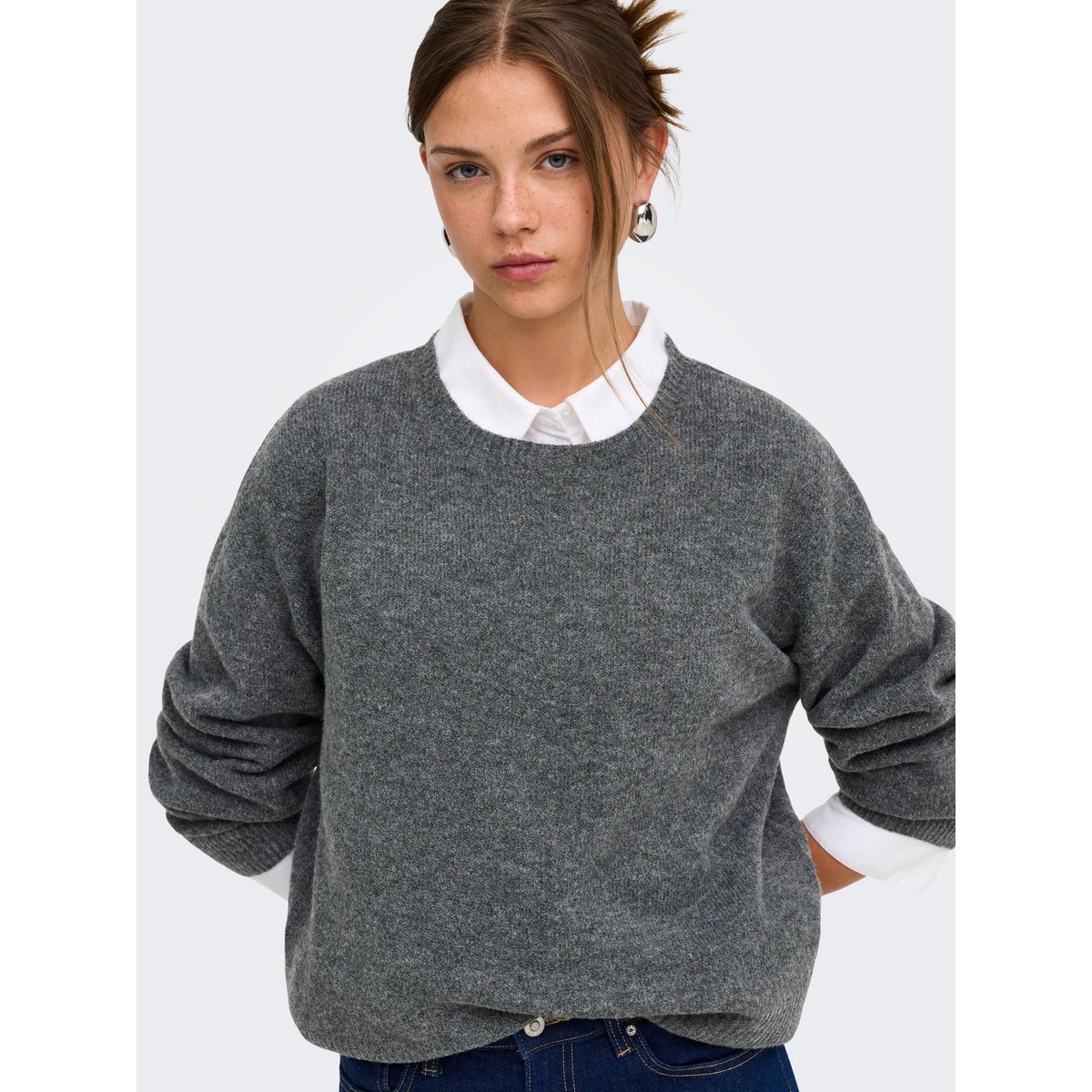 Pull En Maille dark grey melange 1, ONLY