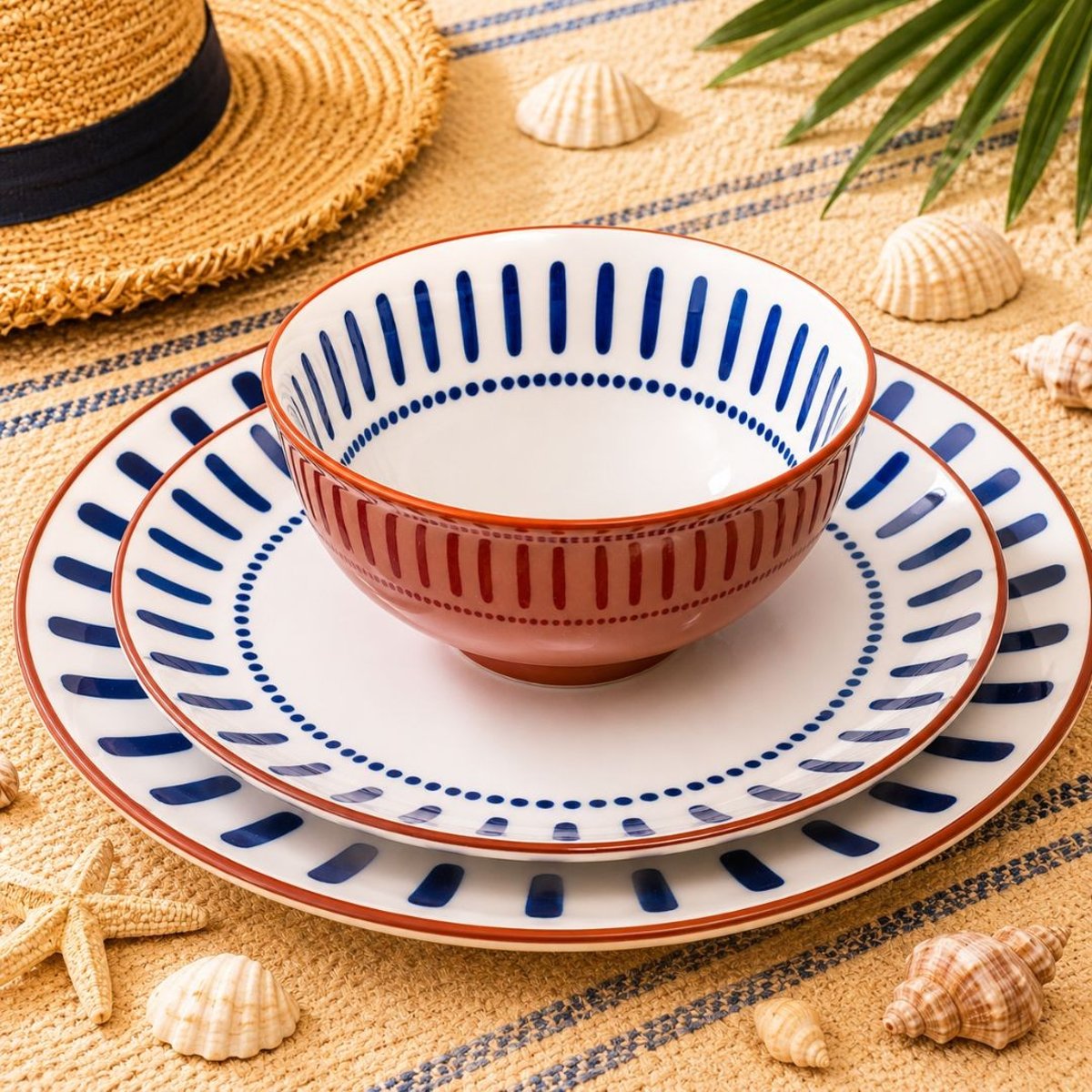 Lot de 6 assiettes à dessert, SANTORIN bleu, ARTIME