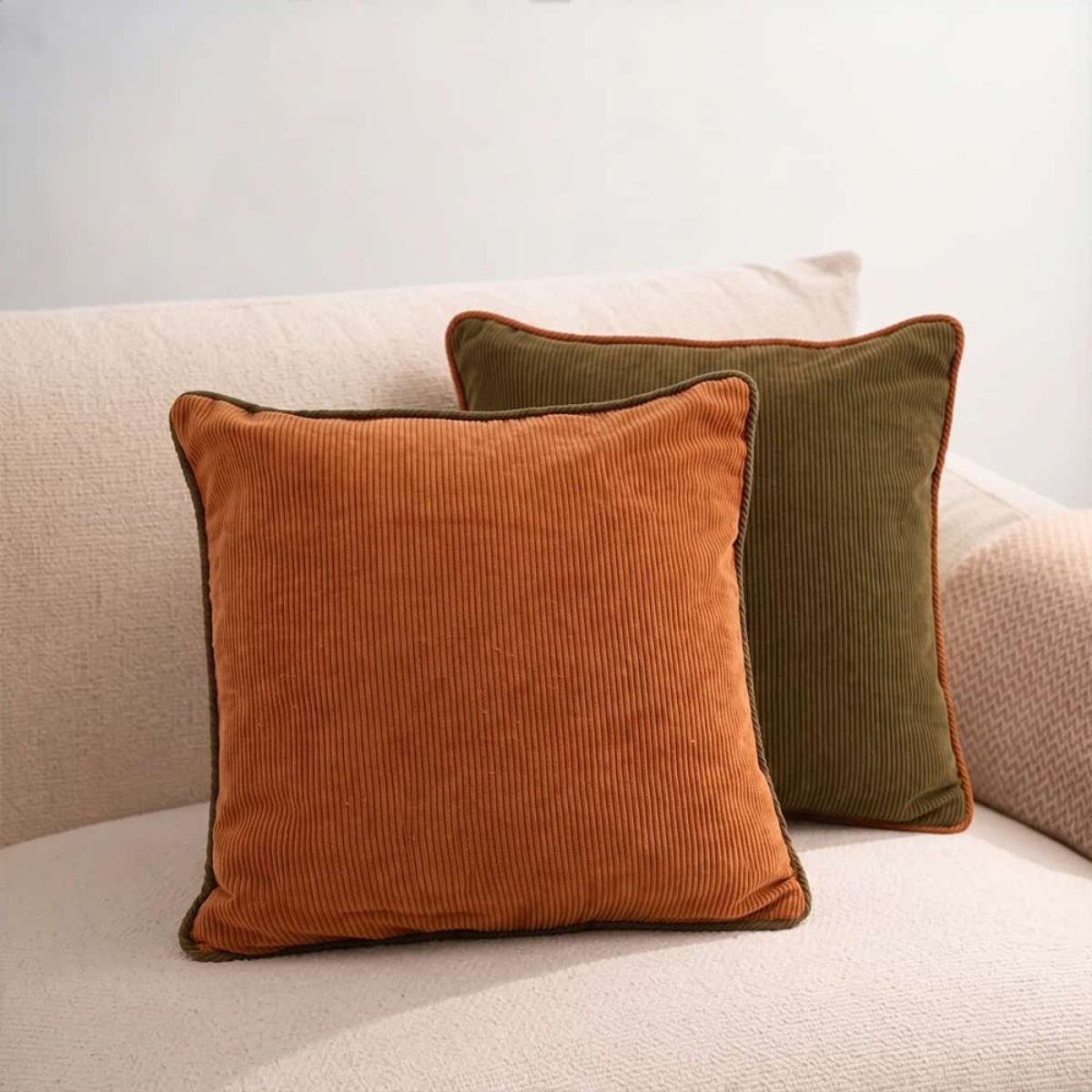Lot de 2 housses de coussin 40x40cm en velours marron, ORNAMI