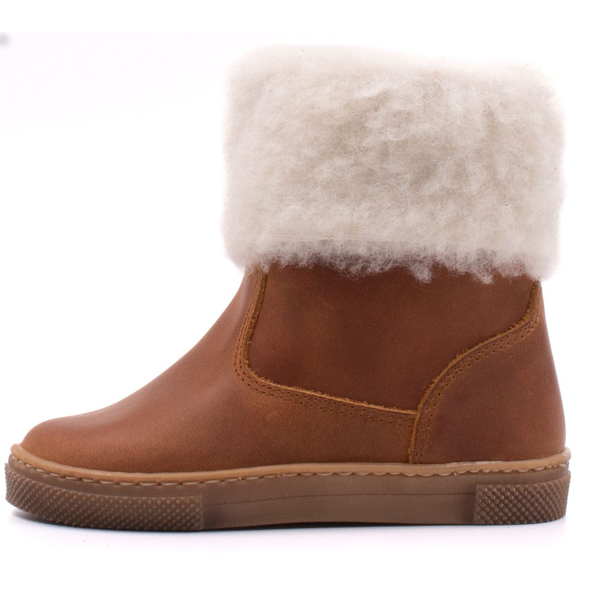 Boots zippées fourrées laine de mouton DOLLY marron, BONI&SIDONIE