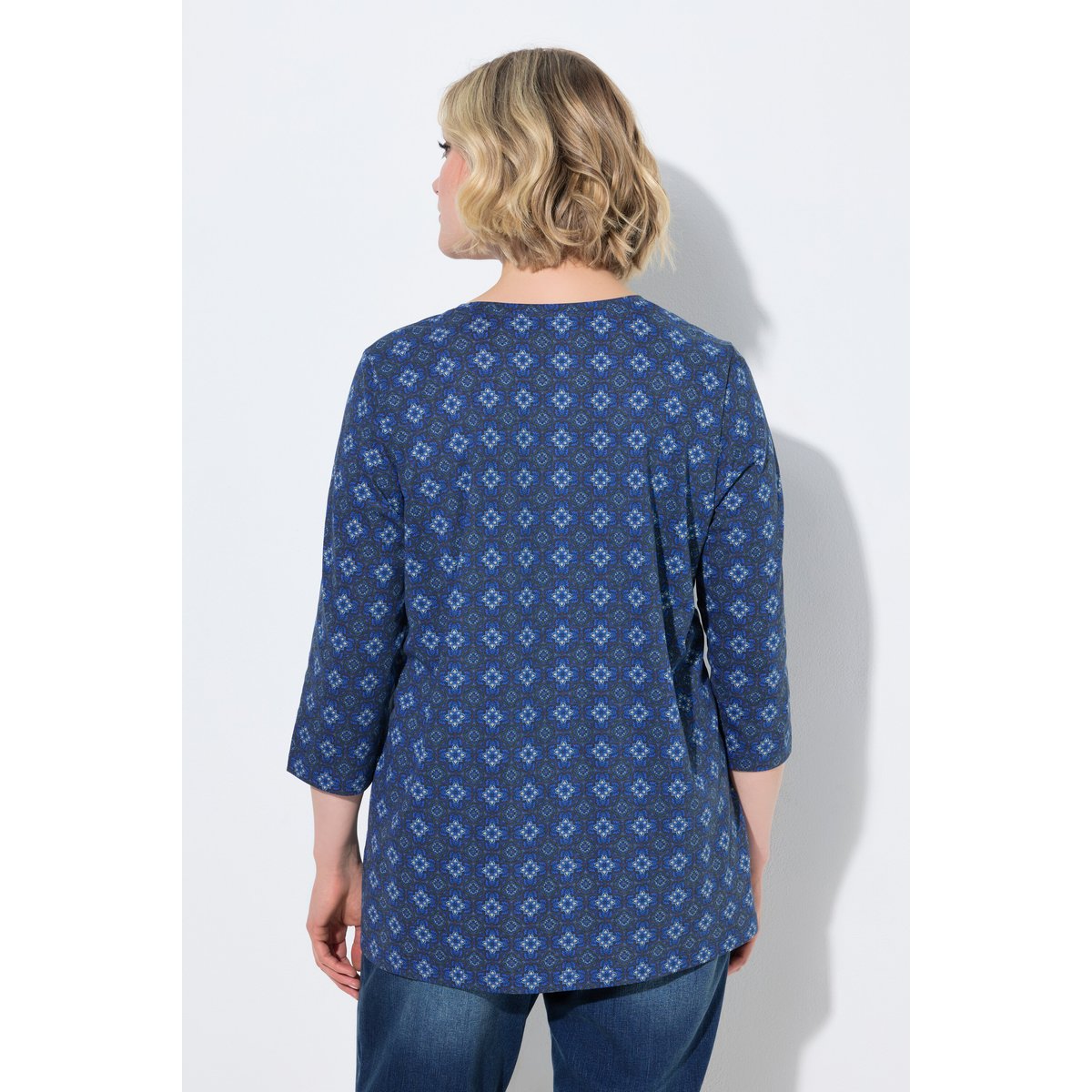 T-shirt avec plis fantaisie bleu encre, ULLA POPKEN