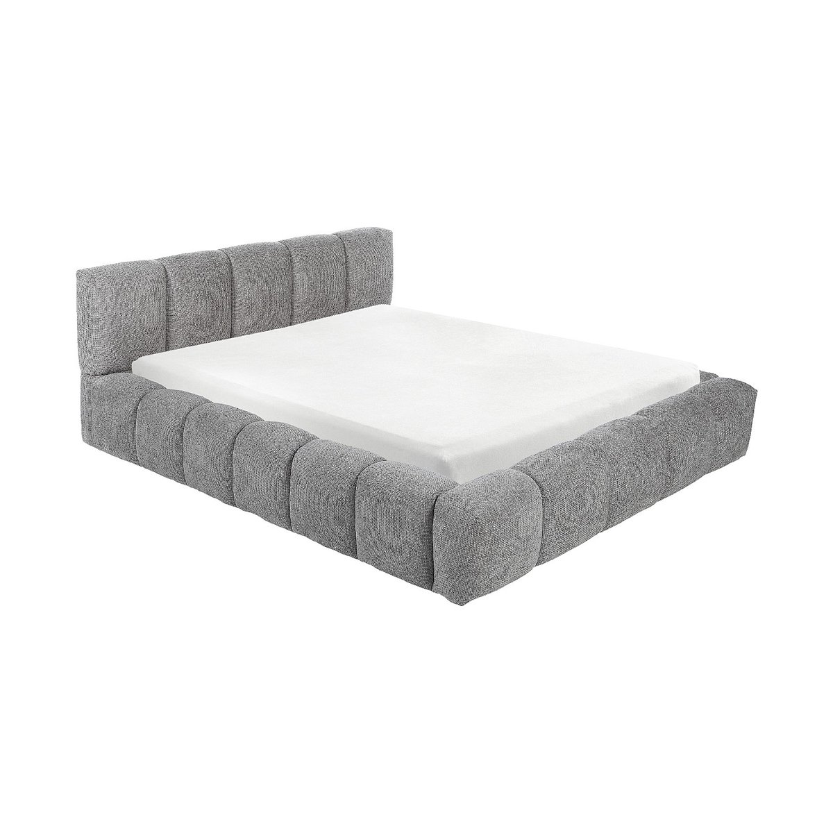 Lit coffre en tissu chenille SETANA gris, HABITAT