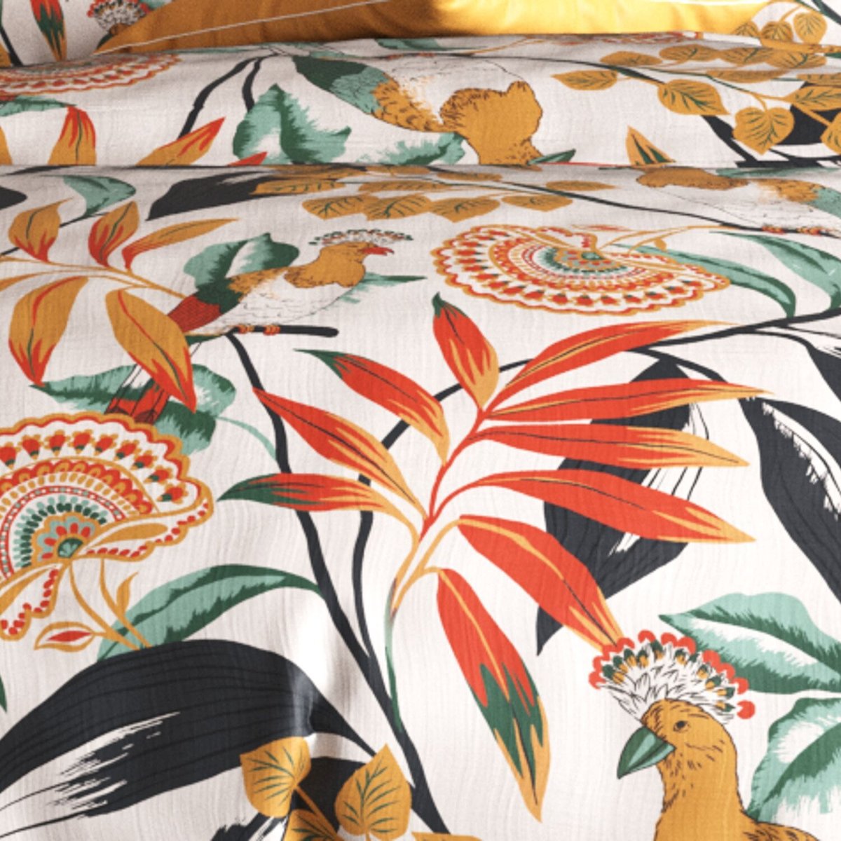 Parure imprimée avec housse de couette et taie(s) en coton, Ninon multicolore, ATELIER DU COTON