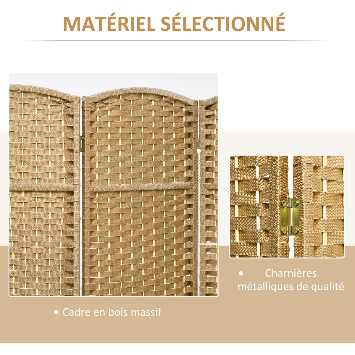Cloison de séparation Bois de pin Bois beige, HOMCOM
