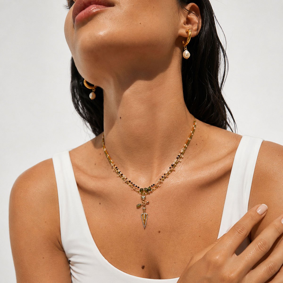 Collier multirang perles avec pendentif PINTOR ambre, HIPANEMA