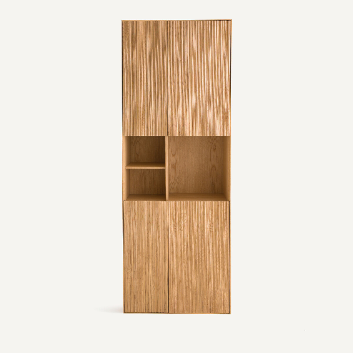 Bibliothèque 4 portes, chêne et plaqué, Mikube chêne naturel, AM.PM