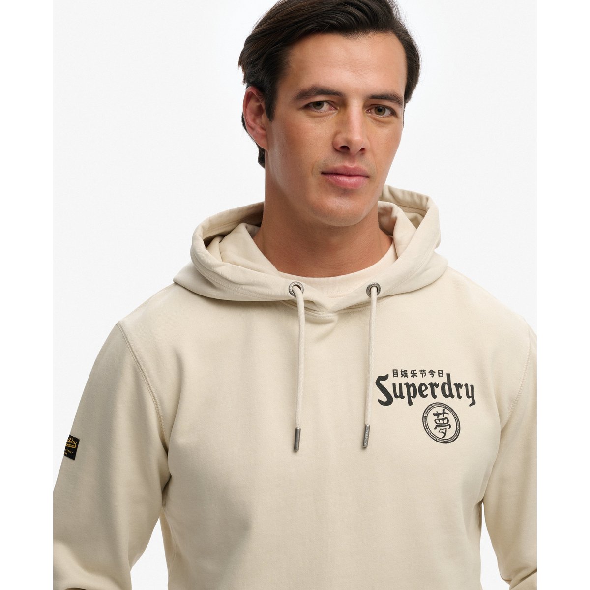 Sweat à capuche Tokyo Narrative Coupe Décontractée gris jour de pluie, SUPERDRY