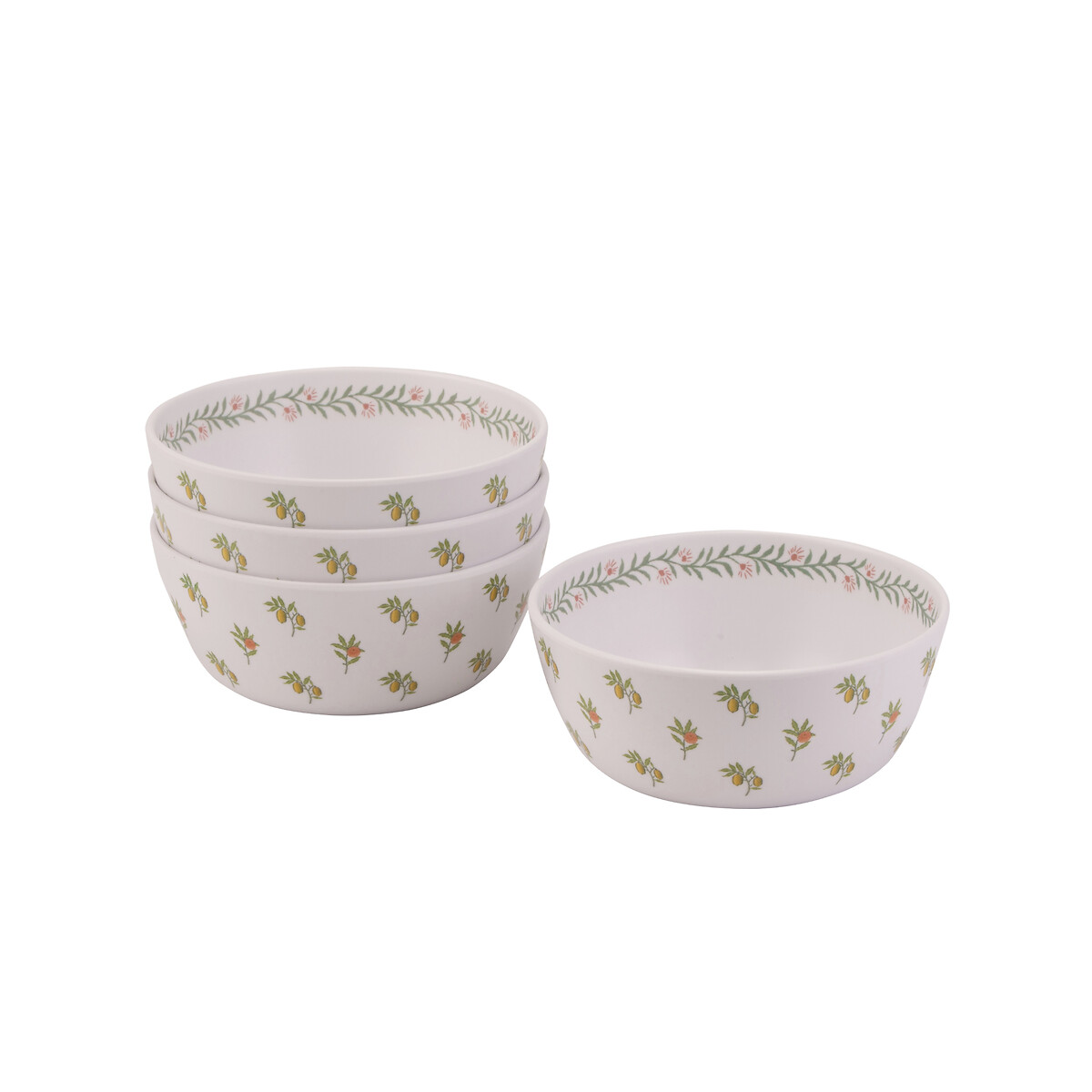 Set of 4 Fruit Melamine Cereal Bowls multi-coloured, WILLIAM MORRIS AT HOME