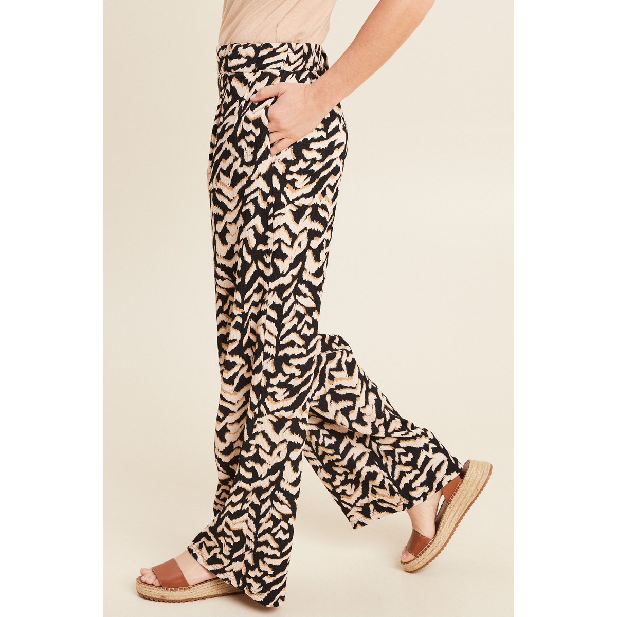 Pantalon large taille haute noir, BREAL