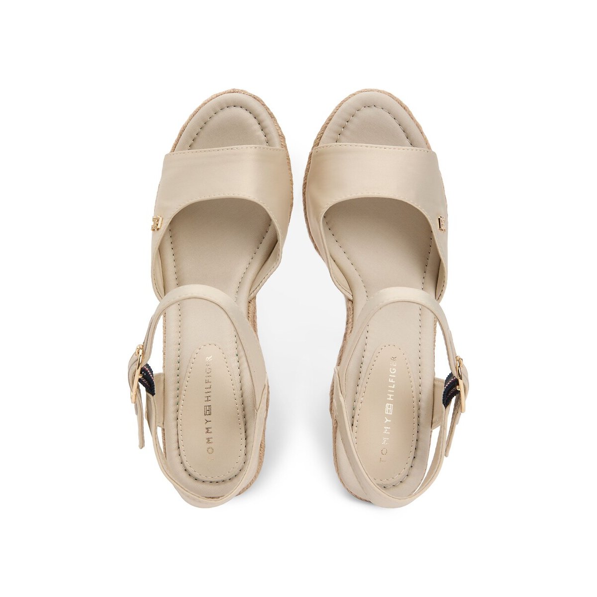 Sandales compensées en satin ecru, TOMMY HILFIGER