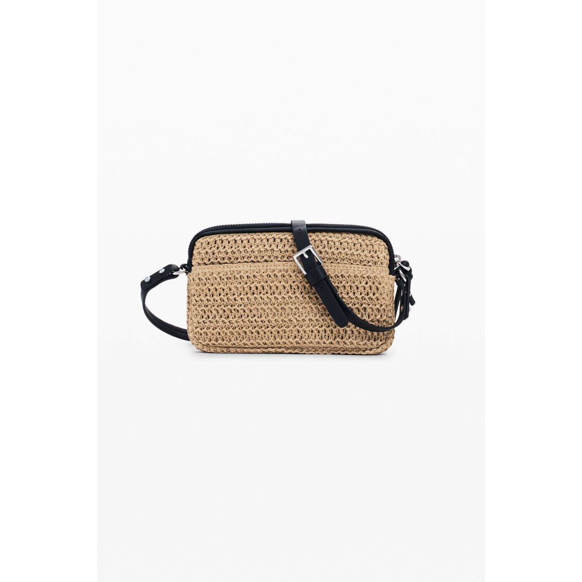 Sac bandoulière en raphia moyen blanc, DESIGUAL