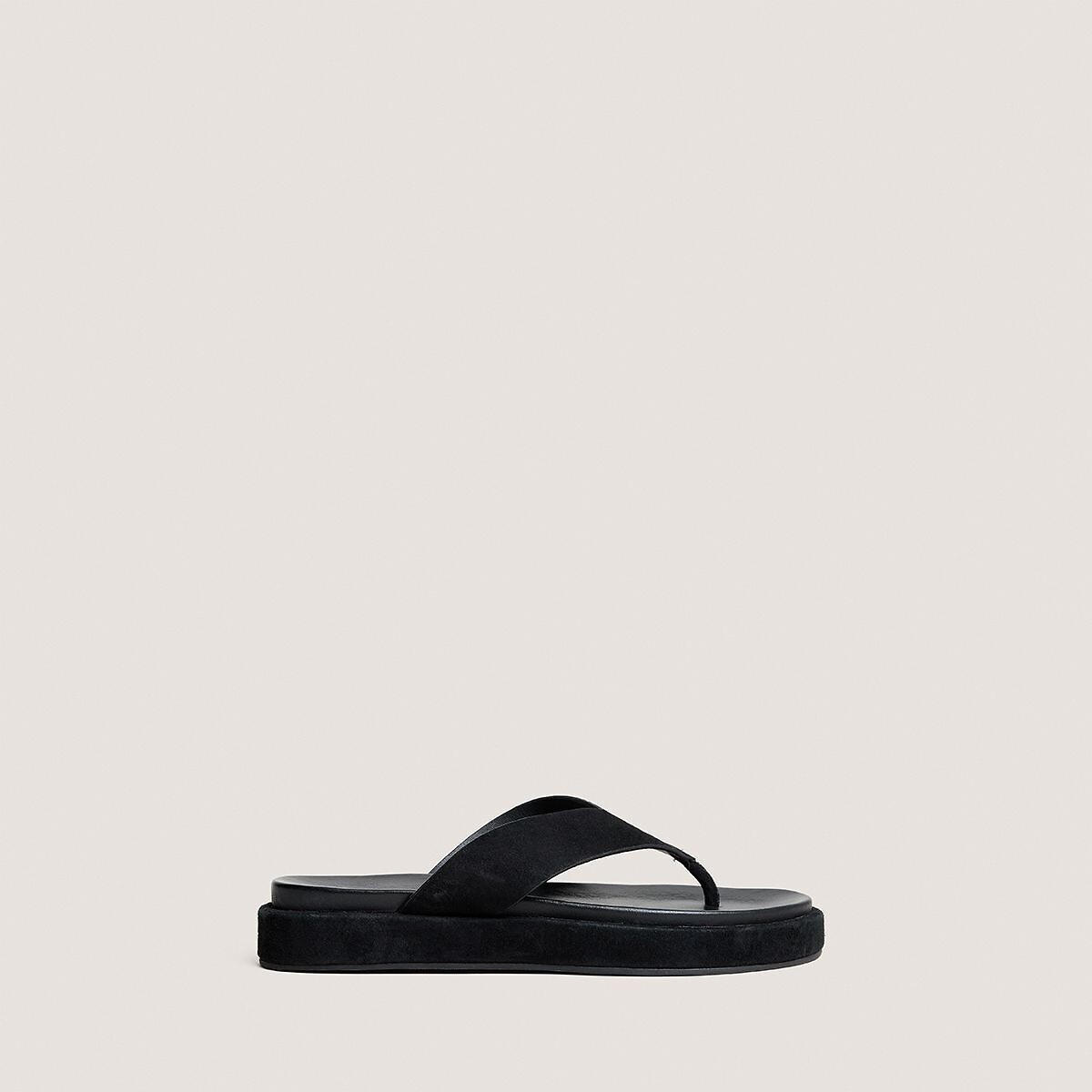 Tongs en cuir Wiwi en cuir noir, JONAK