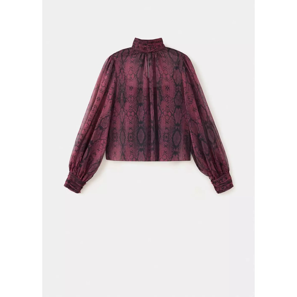 Blouse col montant imprimé animalier rose, MANGO
